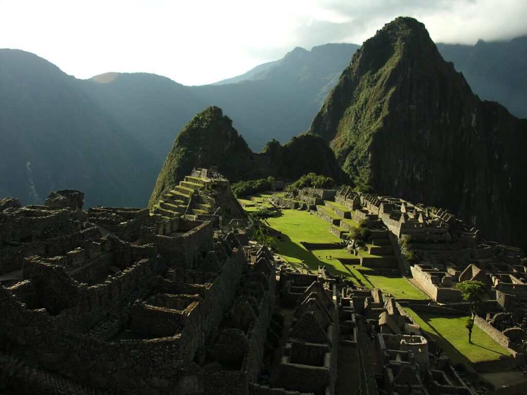 The classical view of Machu Picchu ruins in Cusco, Peru.