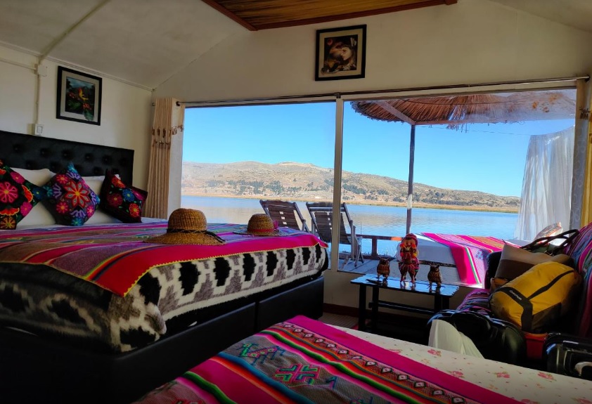 Lodge at the floating islands in Puno, Peru