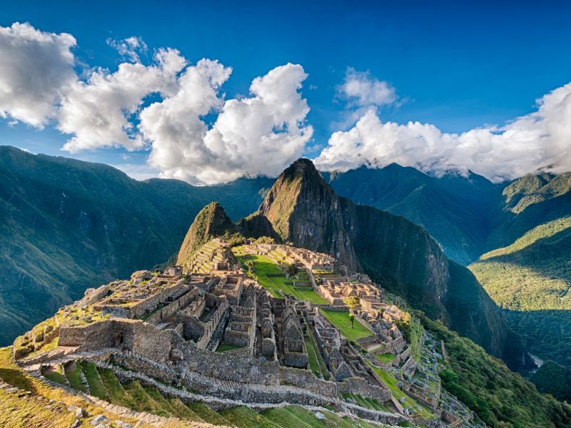 View of Machu Picchu on a sunny day