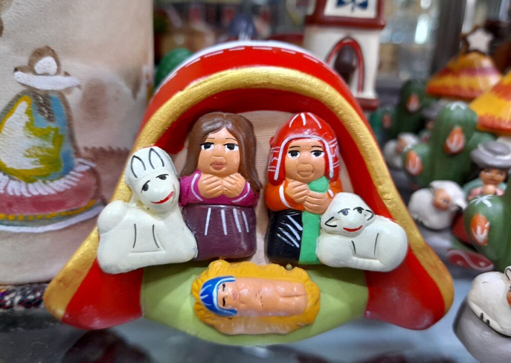 A nativity scene depicting Christmas in Peru