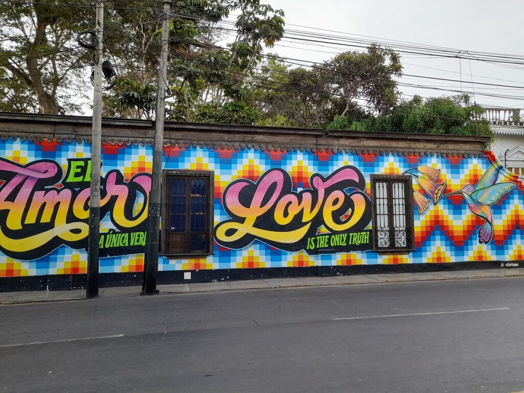 Colorsful street art in Barranco, Lima.