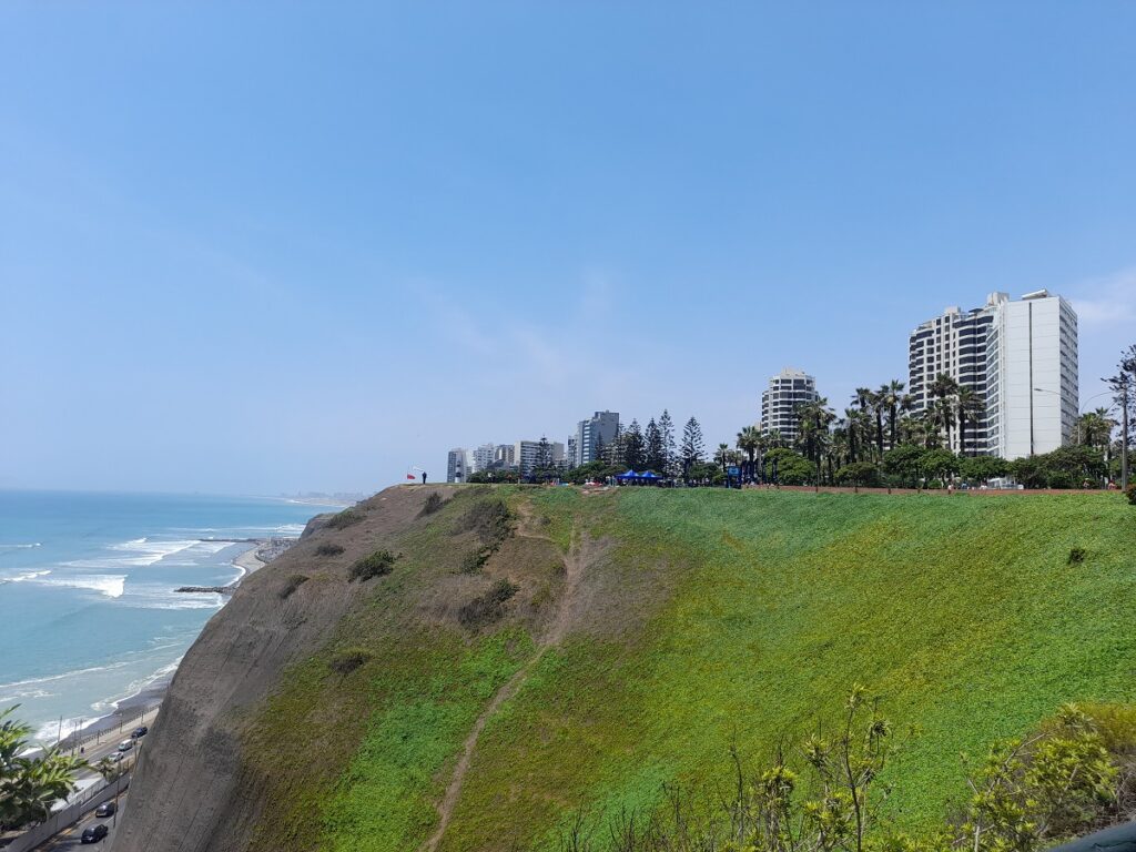 The cliffs in Miraflores from where the paraglides lift off.