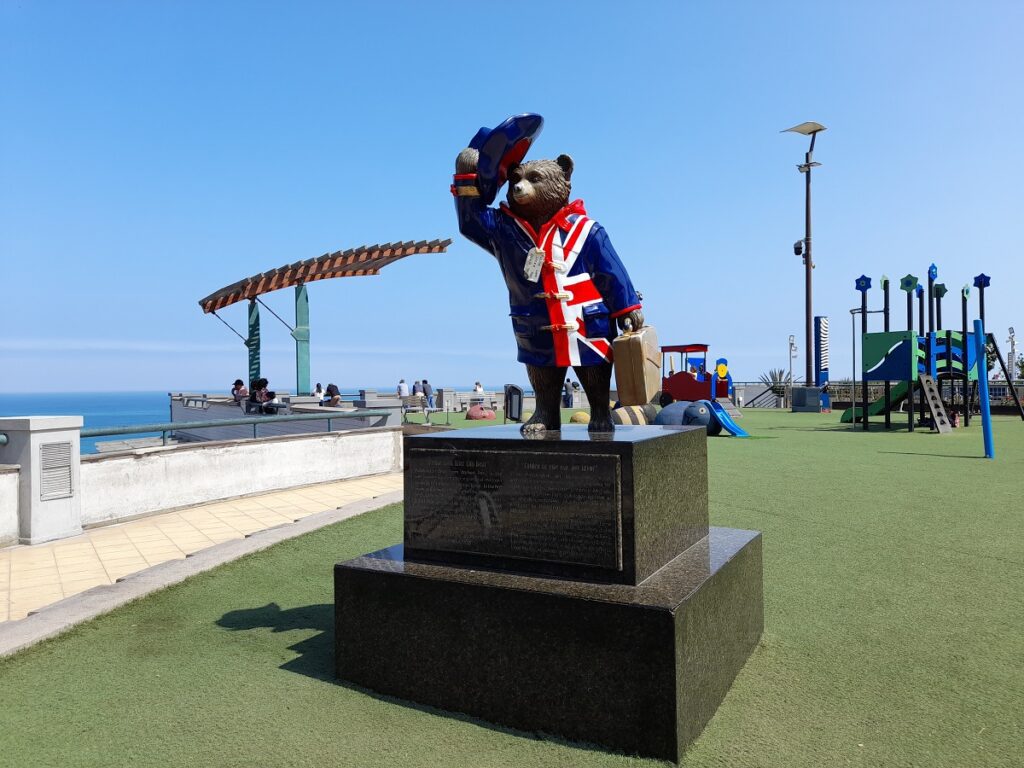 Paddington Bear statue in Miraflores, Lima.