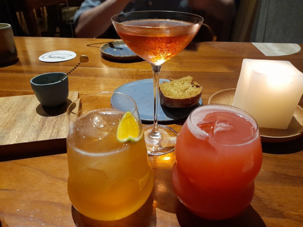 Pisco, cane and camu camu drinks at our fine dining experience at restaurant Kjolle in Lima, Peru.